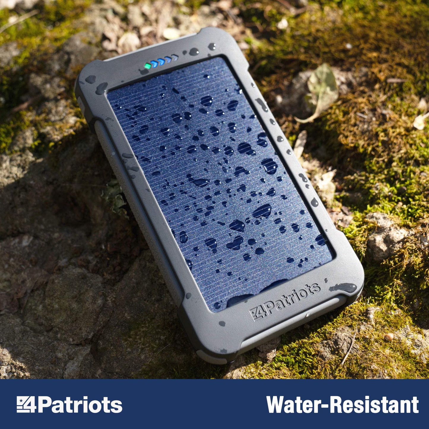 4Patriots 4-Pack Patriot Power Cell Bundle: Portable Solar Power, Rechargeable Battery 2 USB Ports, 8,000 Mah Lithium Polymer Battery, LED Flashlight & IP67 Water Resistant for Hiking or Emergencies
